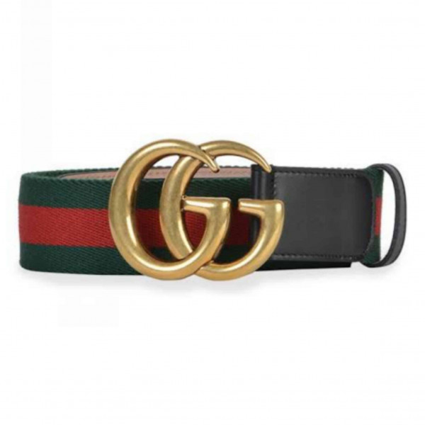 GUCCI GG BELT CUIR GREEN/RED LEATHER NE.RO - B013