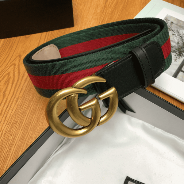 GUCCI GG BELT CUIR GREEN/RED LEATHER NE.RO - B013 - Image 2