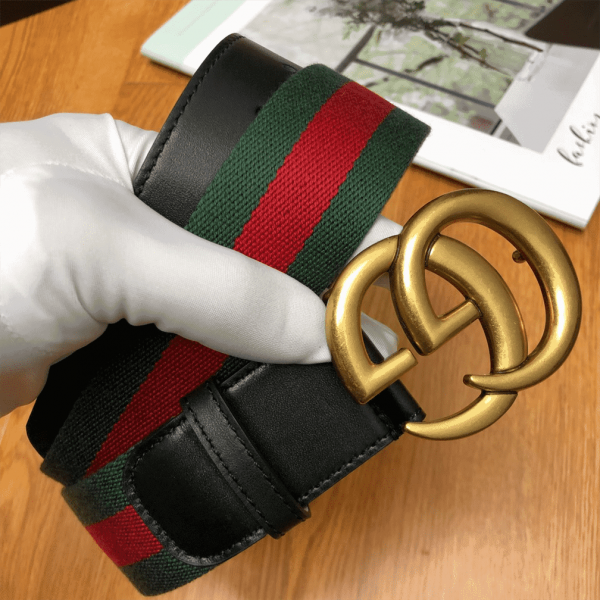 GUCCI GG BELT CUIR GREEN/RED LEATHER NE.RO - B013 - Image 8
