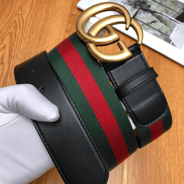 GUCCI GG BELT CUIR GREEN/RED LEATHER NE.RO - B013 - Image 6