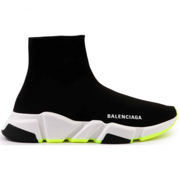 BALENCIAGA SPEED TRAINER BLACK WHITE NEON SS19 - BB12