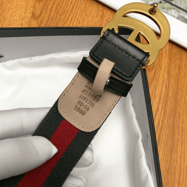 GUCCI GG BELT CUIR GREEN/RED LEATHER NE.RO - B013 - Image 5