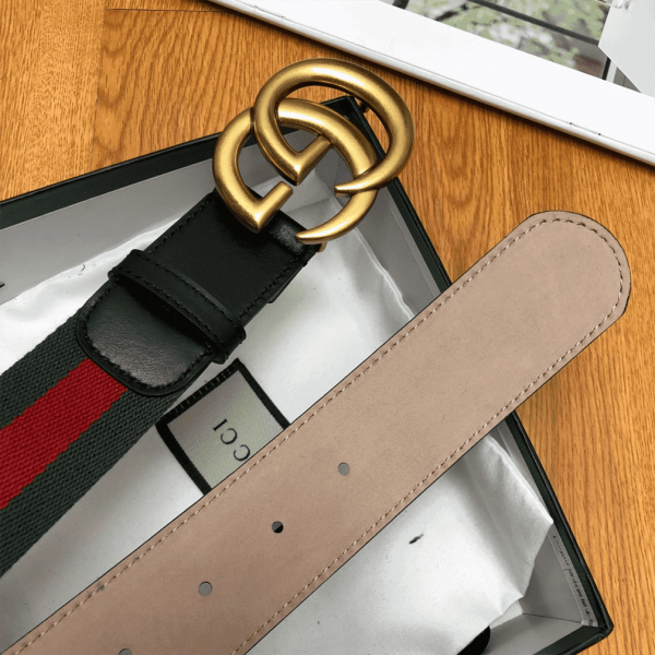 GUCCI GG BELT CUIR GREEN/RED LEATHER NE.RO - B013 - Image 4