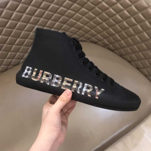 BURBERRY LOGO PRINT GABARDINE HIGH-TOP SNEAKERS – BBR82