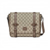 GUCCI MESSENGER BAG BEIGE/EBONY GG SUPREME CANVAS BROWN LEATHER TRIM