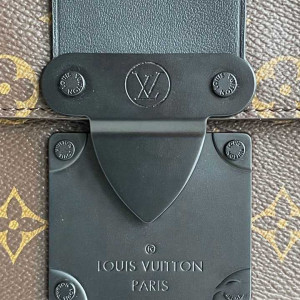 M45806 LOUIS VUITTON S LOCK MESSENGER BAG MONOGRAM MACASSAR COATED CANVAS EPI LEATHER TRIM AND LINING