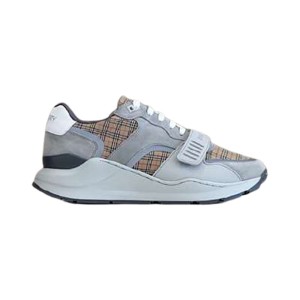 BURBERRY CHECK, SUEDE AND LEATHER SNEAKERS - BBR103