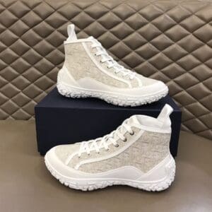 B28 HIGH-TOP SNEAKER OFF-WHITE DIOR OBLIQUE JACQUARD AND WHITE RUBBER - CDO084