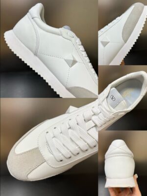 STUD AROUND LOW-TOP CALFSKIN AND NAPPA LEATHER SNEAKER - VLS004