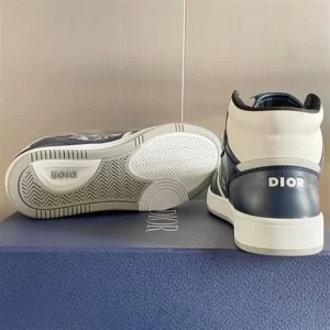 B27 HIGH-TOP SNEAKER BLUE CREAM AND DIOR GRAY SMOOTH CALFSKIN - CD115