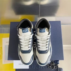 B27 HIGH-TOP SNEAKER BLUE CREAM AND DIOR GRAY SMOOTH CALFSKIN - CD115