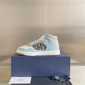 B27 HIGH-TOP SNEAKER LIGHT BLUE WHITE AND DIOR GRAY SMOOTH CALFSKIN - CD118