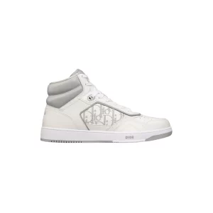B27 HIGH-TOP SNEAKER WHITE AND GRAY SMOOTH CALFSKIN WITH WHITE DIOR OBLIQUE GALAXY LEATHER - CD120
