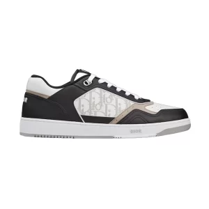 B27 LOW-TOP SNEAKER BLACK, WHITE AND BEIGE SMOOTH CALFSKIN WITH WHITE DIOR OBLIQUE GALAXY LEATHER - CDO97