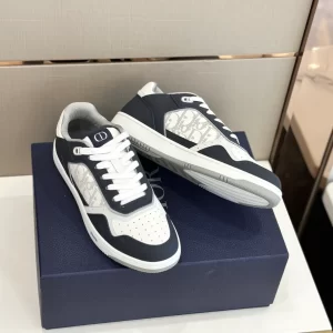 B27 LOW-TOP SNEAKER DEEP BLUE AND WHITE SMOOTH CALFSKIN WITH WHITE DIOR OBLIQUE GALAXY LEATHER - CDO88