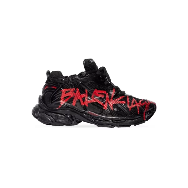 BALENCIAGA RUNNER GRAFFITI SNEAKER IN BLACK- BB143