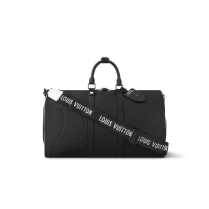 LOUIS VUITTON KEEPALL BANDOULIERE 50 TAURILLON CALFSKIN BAG IN BLACK - WLM537