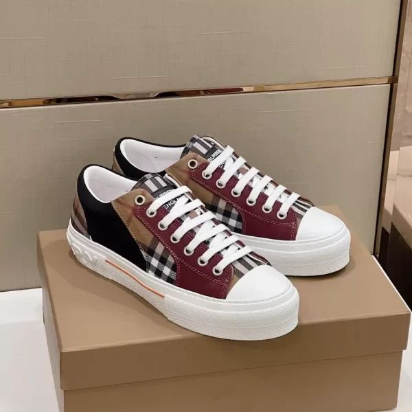 BURBERRY VINTAGE CHECK COTTON, MESH AND LEATHER SNEAKERS - BBR120