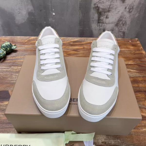 BURBERRY LEATHER, SUEDE AND VINTAGE CHECK COTTON SNEAKERS - BBR126