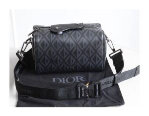 DIOR LINGOT 22 BAG BLACK CD DIAMOND CANVAS - DR014